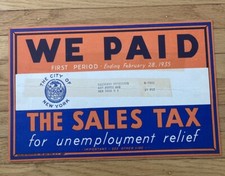 we Paid The Sales Tax Unemployment Mailer, 1935 New York City Ephemera  picture