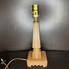 Houze Pink Glass Skyscraper Boudoir Table Lamp Art Deco Antique Vintage Glows picture