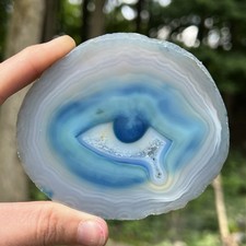 Rare Natural Blue Eye Agate Slice Druzy Crystal Tear OOAK Collector Specimen picture