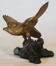 Vintage Brass or Bronze American Eagle Cold Painted Wings Outspread Smaller Size picture