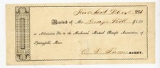 1851 Mechanics' Mutual Benefit Association Admission Receipt – Riverhead, NY picture