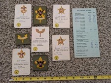 Vintage 1969-1972 Boy Scout BSA Lot - Rank Cards, Patches & Eagle Scout Tracker picture