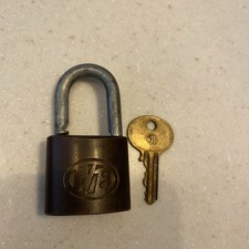Vintage Wilson Bohannan WB Bell System Brass Padlock + Key Utility Lock picture