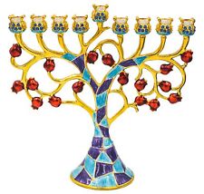 The Dreidel Company Menorah Jeweled and Gold Plated Tree with Red Flowers (Mo... picture