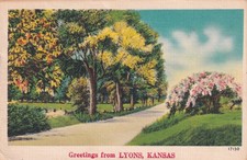 Lyons Kansas KS Greetings From 1951 to Parsons KS Postcard C54 picture