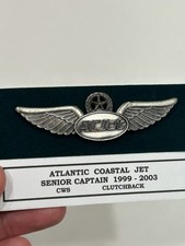 Vintage Atlantic Coastal Jet Senior Captain Wings 3” Badge CWS Insignia picture