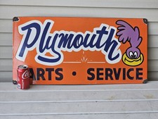 GIANT VINTAGE PLYMOUTH PARTS SERVICE PORCELAINSIGN 30