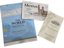 Set of 3 National Geographic 1994 Maps Insert Political Mexico Boston Washington picture