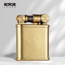 ZORRO Raw Copper Plain Tilt-Head Kerosene Lighter, Windproof Pocket Collectible picture