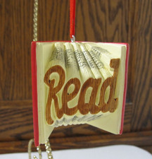 HALLMARK LIC. BOOK LOVER RESIN ORNAMENT FOLDED PAGES DESIGN 2 ¼” T picture