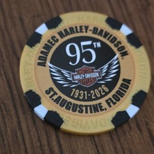 Adamec Harley-Davidson St. Augustine FL Poker Chip Yellow Black 95th Anniversary picture