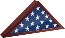 USA AMERICAN US FOLDED MEMORIAL FLAG TRIANGLE DISPLAY CASE BOX BURIAL CASKET 3x5 picture