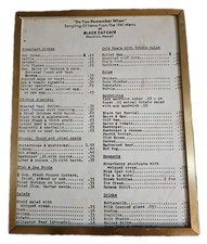 Framed Black Cat Cafe Honolulu Hawaii 1941 Menu Replica Vintage Style Print picture