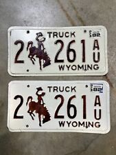 1982 Wyoming  Truck  license plate  pair picture