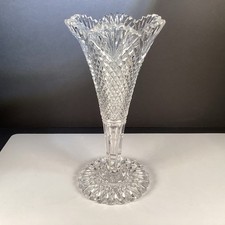 VTG Footed American Brilliant Period Cut Glass Trumpet Vase picture