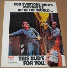 1982 Budweiser Beer Print Ad Advertisement This Bud's For You 8.25