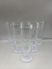 Vintage Pilsner Glasses Set of 6 Frosted Bottom 10 Ounce Barware picture