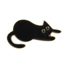Cartoon Cute Black Cat Enamel Pin Minimalist Playful Four Cat Different Sitting picture