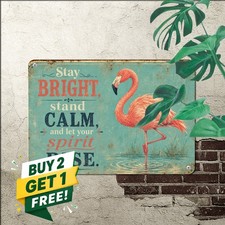 Holiday Flamingo Beach Tropical Christmas Festive Metal Tin Sign Vacation Decor picture