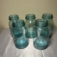 VTG/Antique Blue Ball Quart Mason Jars (1910-1923 & 1923-1933 Lot Of 5 picture