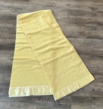 Vintage Faribo Fluff Loomed Virgin Wool Blanket Satin Trim 72x90” Yellow picture