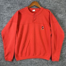 Vintage Disney Sweatshirt Women’s Large Henley Red Mickey Mouse picture
