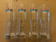 4 New Heineken 16 oz Pint Beer Glasses Embossed Star Logo Holland Netherlands picture