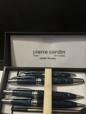 Pierre Cardin 5 Piece Blue Pen Set. Vintage Unused Blue Marble Coloring. picture