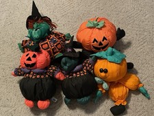 Vintage 90's Halloween Witch Pumpkin Parachute Plush Decoration Lot picture