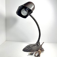 VINTAGE ART DECO EAGLE GOOSENECK DESK LAMP w/ BAKELITE LAMPSHADE. picture