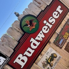 1994 BUDWEISER EMBOSSED MARQUEE METAL TIN SIGN, LARGE approx 60