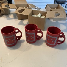 Three RARE Official VW Volkswagen New RED Beetle Promo Mugs - Figural Car Handle picture