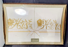 Vintage 1950s Spunwell New In Package Pillow Cases, Embroidered His Hers Wedding picture