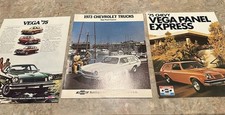 Three (3) Catalog Brochure Lot 1975 CHEVROLET VEGA, GT & PANEL EXPRESS, 1973 NOS picture