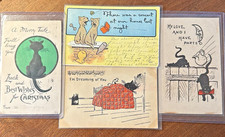 Lot of 4 Antique/Vtg Early 1900's Funny & Troubled Kitty Cats Postcards Ephemera picture