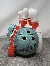 Bowl-o-Rama Cookie Jar Ceramic Canister Storage Kitchen Bowling Vintage picture