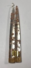 VTG Clear Lucite Rose Gold Copper Flake Decorative Candles 8” Set picture