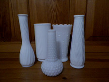 Five Vintage Milk Glass Vases- Hoosier Glass, E.O. Brody Co. picture
