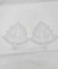 Mikasa Glass Christmas Tree Shaped Dish 5 Inches Yuletide Candy or Nuts Set of 2 picture