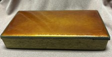 Vintage 1940s EVANS ELEGANCE Hand Enameled Brass Hinged Jewelry Keepsake Makeup picture