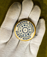 Vintage 1950s-1960s Celluloid Pinback Button • MASONIC ANNUAL GUEST NIGHT • EUC picture