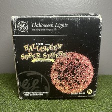 GE 2002 Super Sphere 100 Light Orange Bulbs 6” Halloween Works picture