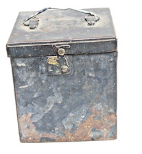 Vintage Black Painted Metal Box, Kitchen Organizer, Advertising Tin picture