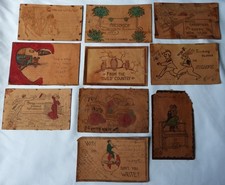 LOT 10 Vtg 1900s 1910s Antique LEATHER POSTCARDS Greeting Humor Romance Denver picture