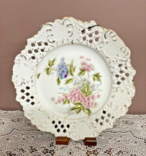 Vintage Porcelain Lattice Edge Floral Plate  Gesetzlich Geschutzt - Marked picture