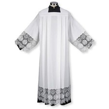 Polyester Box Pleated Alb With Lace IHS Edging Religious Attire Church Apparel picture