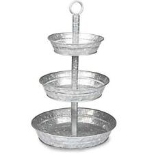 Galvanized Three Tiered Serving Stand - 3 Tier Metal Tray Platter picture