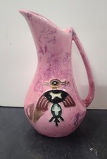 Vintage Pink Native American Ceramic Glaze Bird Pitcher Vase, Arizona Pottery picture