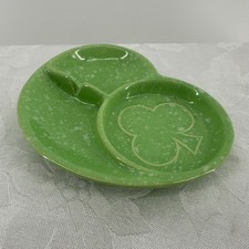 Shawnee Pottery Ashtray Green Excellent Vintage 411 Clover Speckle USA picture