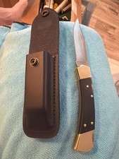 BUCK 110 Folding Hunter with leather sheath picture